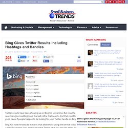 Bing Twitter Search Gives Twitter Hashtag and Handle Results
