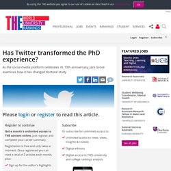 Has Twitter transformed the PhD experience?