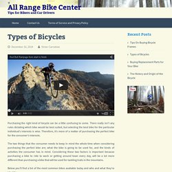 Types of Bicycles - All Range Bike Center