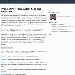 Types of PHP Framework: Glue and Full-Stack