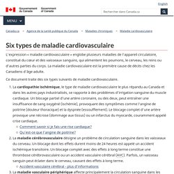 Six types de maladie cardiovasculaire