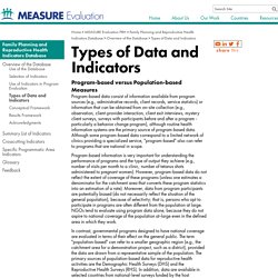 Types of Data and Indicators