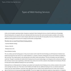 Types of Web Hosting Services