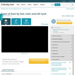 Types of Stars by Size, Color and Life Cycle