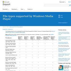 Windows Media Player multimedia file formats/codecs