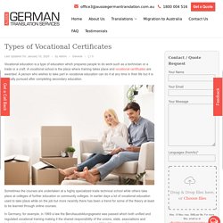 Some Types of Vocational Certificates