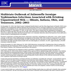 CDC MMWR 04/07/03 Multistate Outbreak of Salmonella Serotype Typhimurium Infections Associated with Drinking Unpasteurized Milk