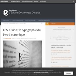 CSS, ePub et la typographie du livre électronique