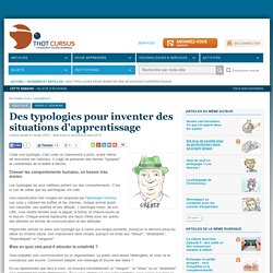 Des typologies pour inventer des situations d'apprentissage