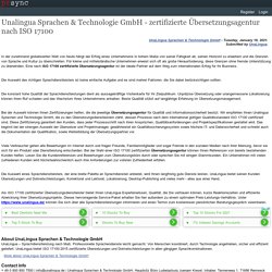 Unalingua Sprachen & Technologie GmbH - zertifizierte Übersetzungsagentur nach ISO 17100
