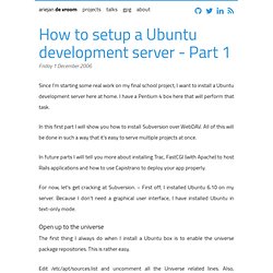 How to setup a Ubuntu development server - Part 1