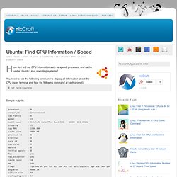Ubuntu: Find CPU Information / Speed