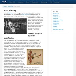 UDC Consortium - UDC History
