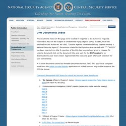 UFO Documents Index- NSA/CSS
