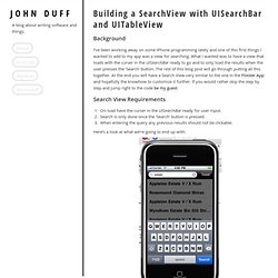 John Duff - Building a SearchView with UISearchBar and UITableView