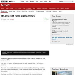 UK interest rates cut to 0.25%
