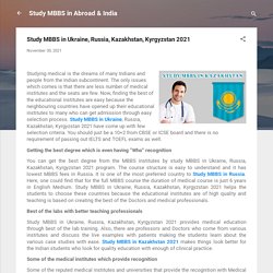 Study MBBS in Ukraine, Russia, Kazakhstan, Kyrgyzstan 2021