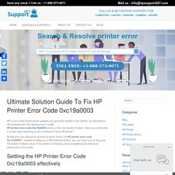 Resolve/Fix HP Printer Error Code 0xc19a0003