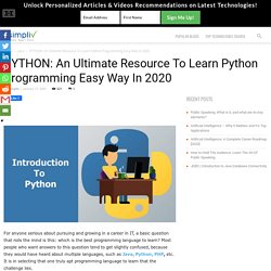 PYTHON: An Ultimate Resource To Learn Python Programming Easy Way In 2020 - Simpliv Blog