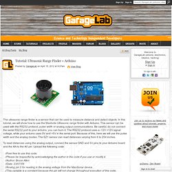 Tutorial: Ultrasonic Range Finder + Arduino - GarageLab (arduino, electronics, robotics, hacking)