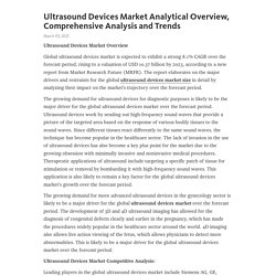 Ultrasound Devices Market Analytical Overview, Comprehensive Analysis and Trends – Telegraph