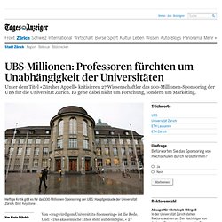 UBS-Millionen: Professoren fürchten um Unabhängigkeit der Universitäten - News Zürich: Stadt Zürich