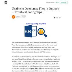 Unable to Open .msg Files in Outlook — Troubleshooting Tips