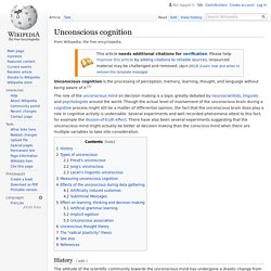Unconscious cognition - Wikipedia