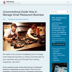 Unconventional Guide How to Manage Small Restaurant Business - POS Sector