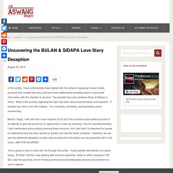 Uncovering the BULAN & SIDAPA Love Story Deception