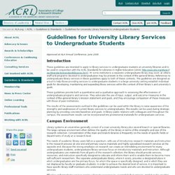 Guidelines for University Library Services to Undergraduate Students