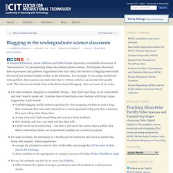 Blogging in the undergraduate science classroom