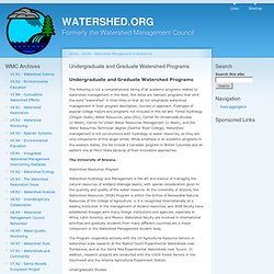 Undergraduate and Graduate Watershed Programs