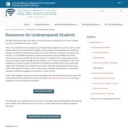 Resources for Underprepared Students - Online Education Initiative