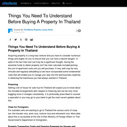 Things You Need To Understand Before Buying A Property In Thailand