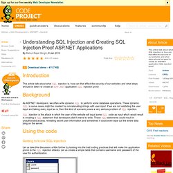 Understanding SQL Injection and Creating SQL Injection Proof ASP.NET Applications