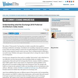 Understanding what the Exchange 2016 Preferred Architecture really means