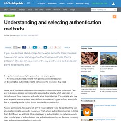 Understanding and selecting authentication methods