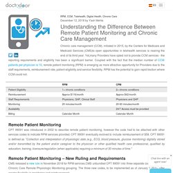 Understanding the Difference Between Remote Patient Monitoring and Chronic Care Management