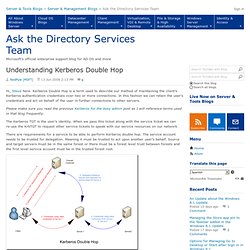Understanding Kerberos Double Hop - Ask the Directory Services Team