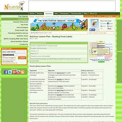Free Nutrition Lesson Plans- Understanding Food Labels Lesson Plan, Reading Food Labels, Nutrition Facts For Kids, Teaching Food Label Nutrients Information, Elementary Classroom Activity