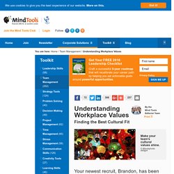 Understanding Workplace Values - Management Skills From MindTools.com