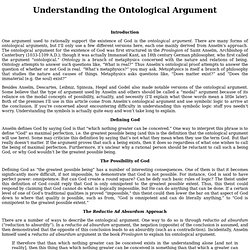 Understanding the Ontological Argument