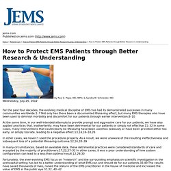 How to Protect EMS Patients through Better Research & Understanding - Printable Version - Jems.com