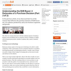 Understanding the B2B Buyer: 4 Rationales of a Purchase Decision (Part 2 of 2)