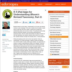 K-5 iPad Apps for Understanding: Part Two of Bloom's Revised Taxonomy
