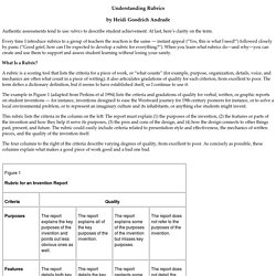 Understanding Rubrics by Heidi Goodrich Andrade