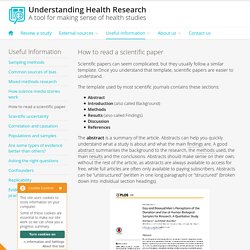 Understanding Health Research · How to read a scientific paper