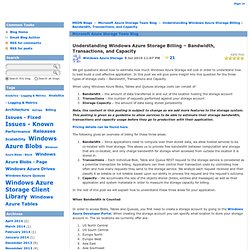 Understanding Windows Azure Storage Billing – Bandwidth, Transactions, and Capacity - Windows Azure Storage Team Blog