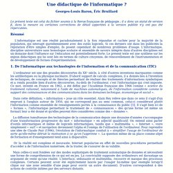 Une didactique de l'informatique ?